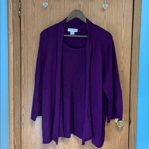 Sag Harbor twinset sweater in plum
